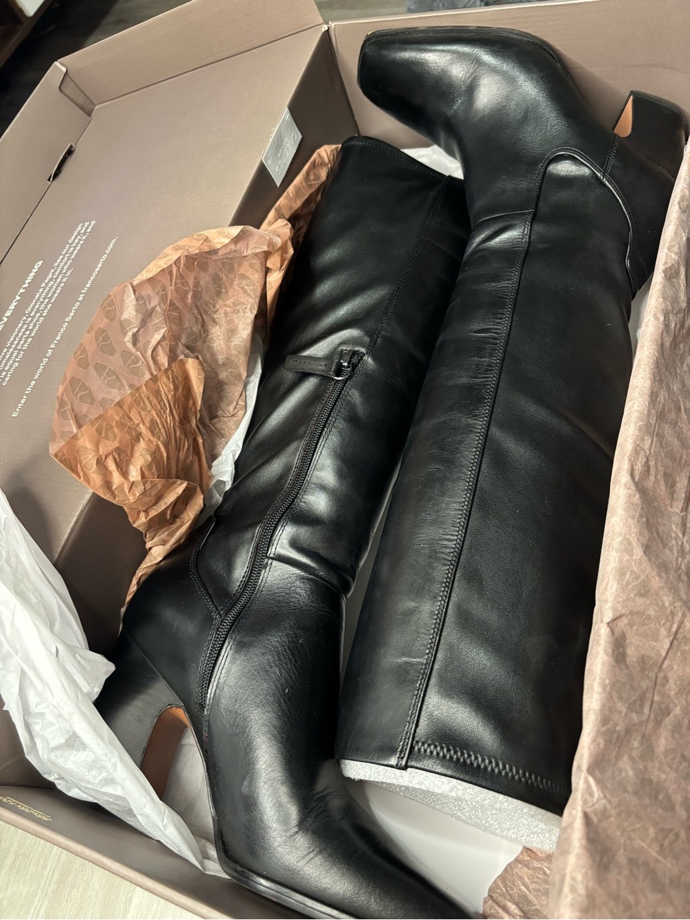 Franco Sarto L-Jonie Knee High Leather Boots Black Size 8M